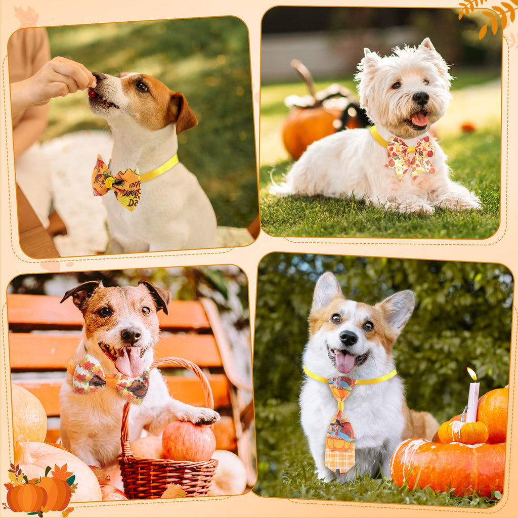 100 Pieces Fall Thanksgiving Day Dog Bow Tie Collar Set B729870