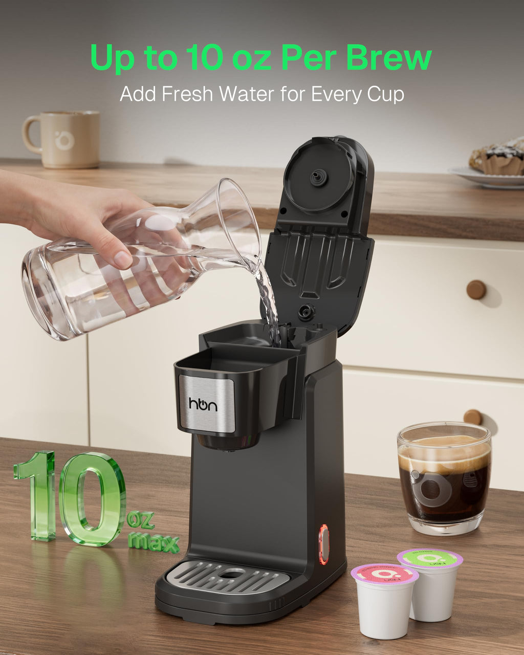 Single Serve Coffee Maker for K-Cup & Ground Coffee, Black I514