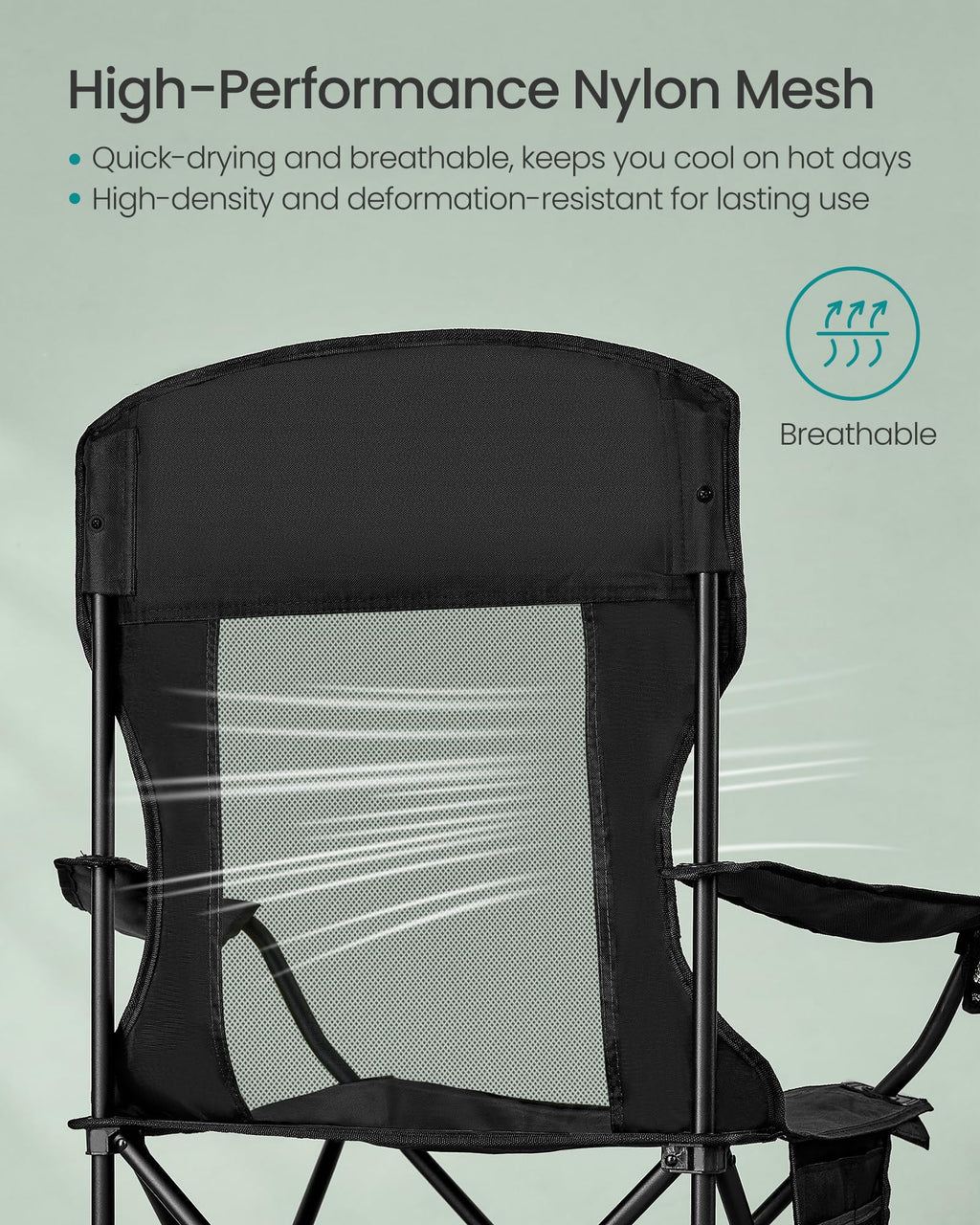 Breathable Camping Chairs, Set of 2, 330 lb Weight Capacity Q5850