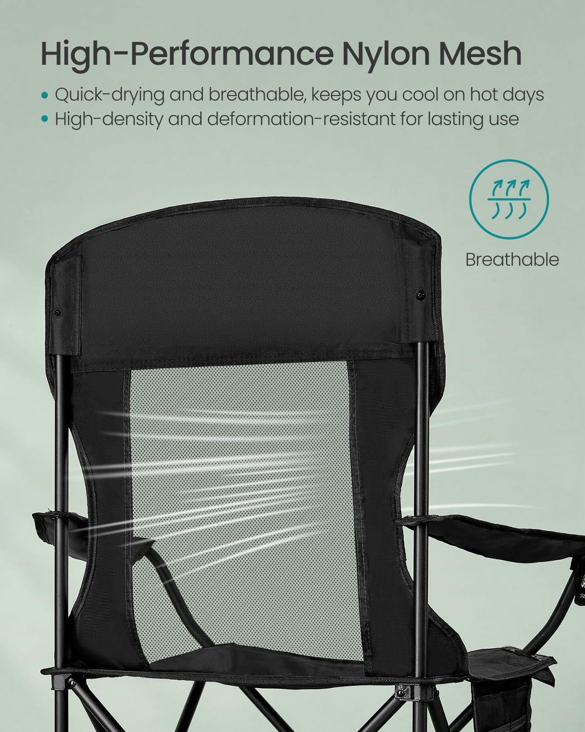 Breathable Camping Chairs, Set of 2, 330 lb Weight Capacity Q5850