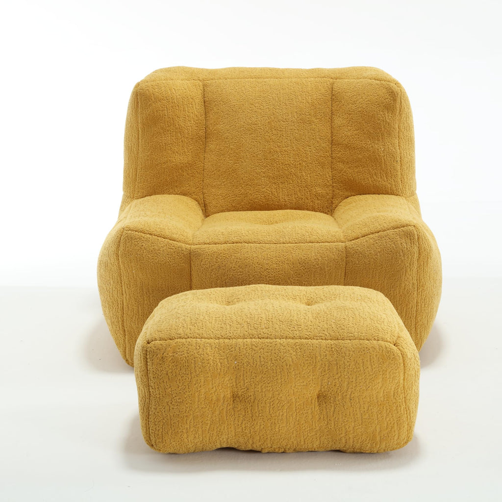 Velvet Fluffy Bean Bag Chair with Ottoman F6363