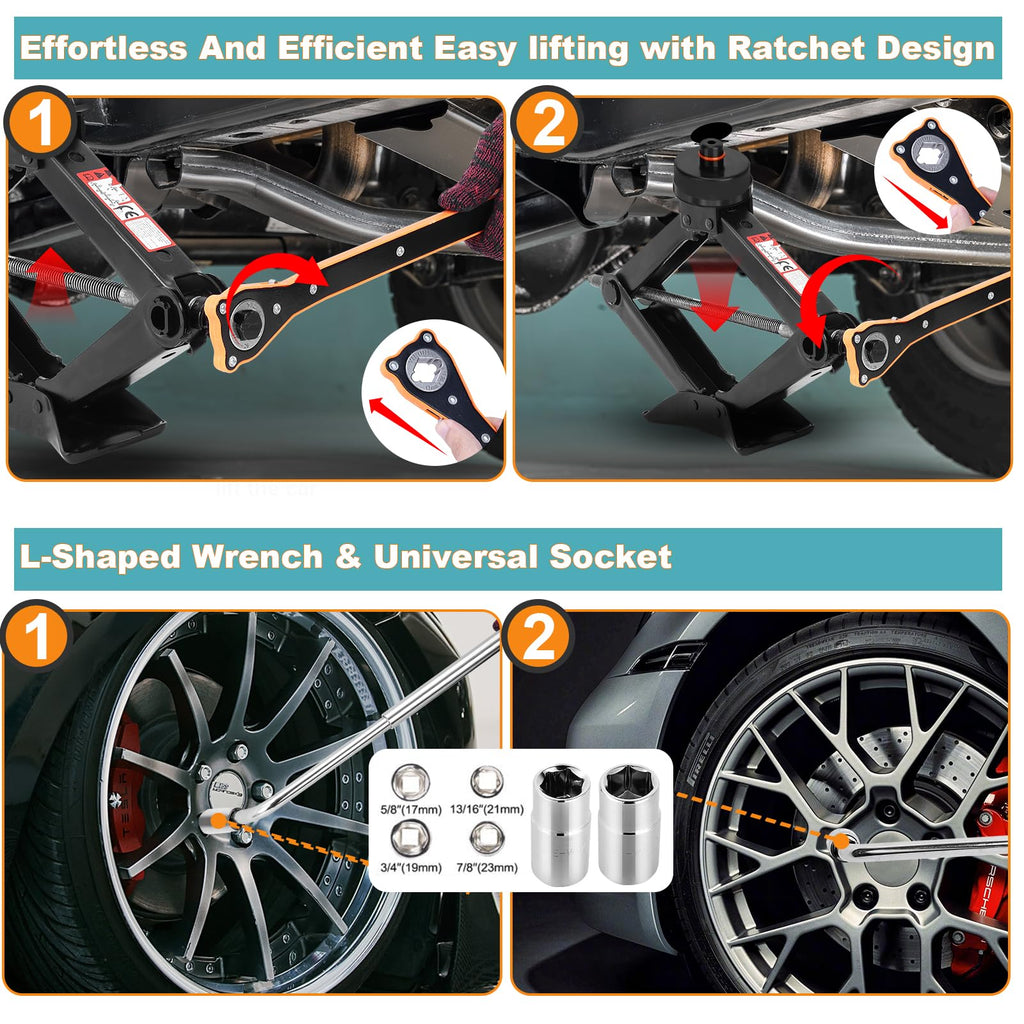 Scissor Jack Kit with Lug Wrench and Jack Pad L7535