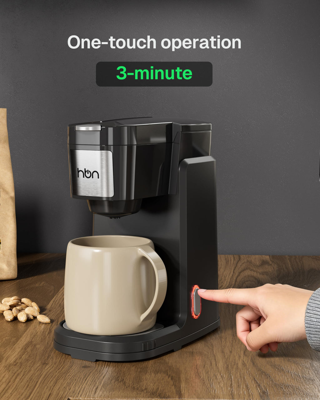 Single Serve Coffee Maker for K-Cup & Ground Coffee, Black I514
