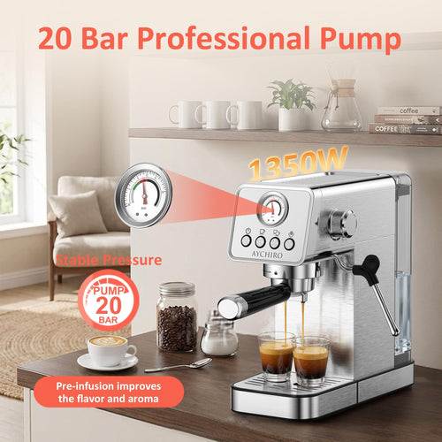 20 Bar Espresso Machine with Steam Wand Y199