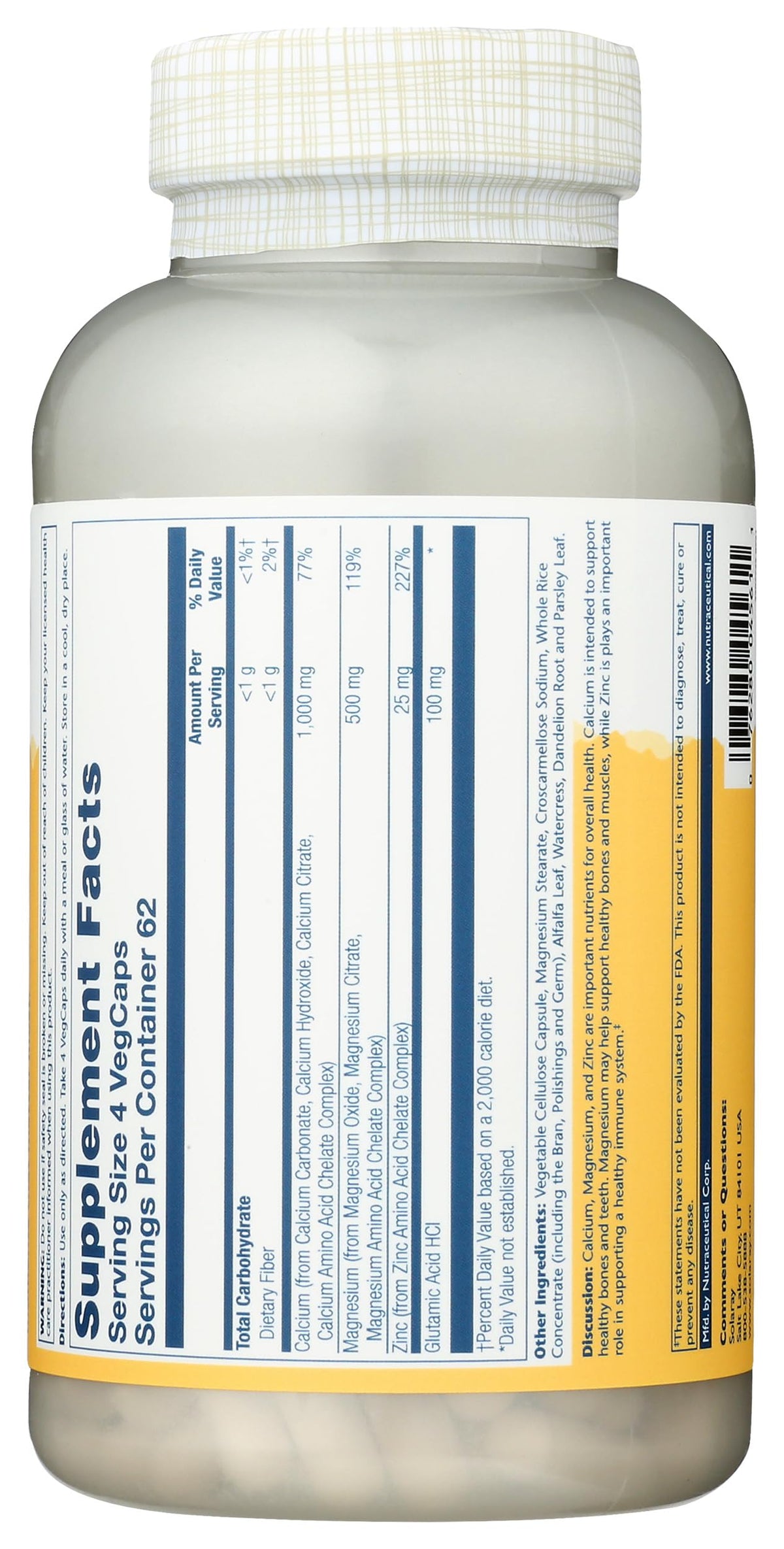 Calcium Magnesium Zinc Capsules 250 Count Z228