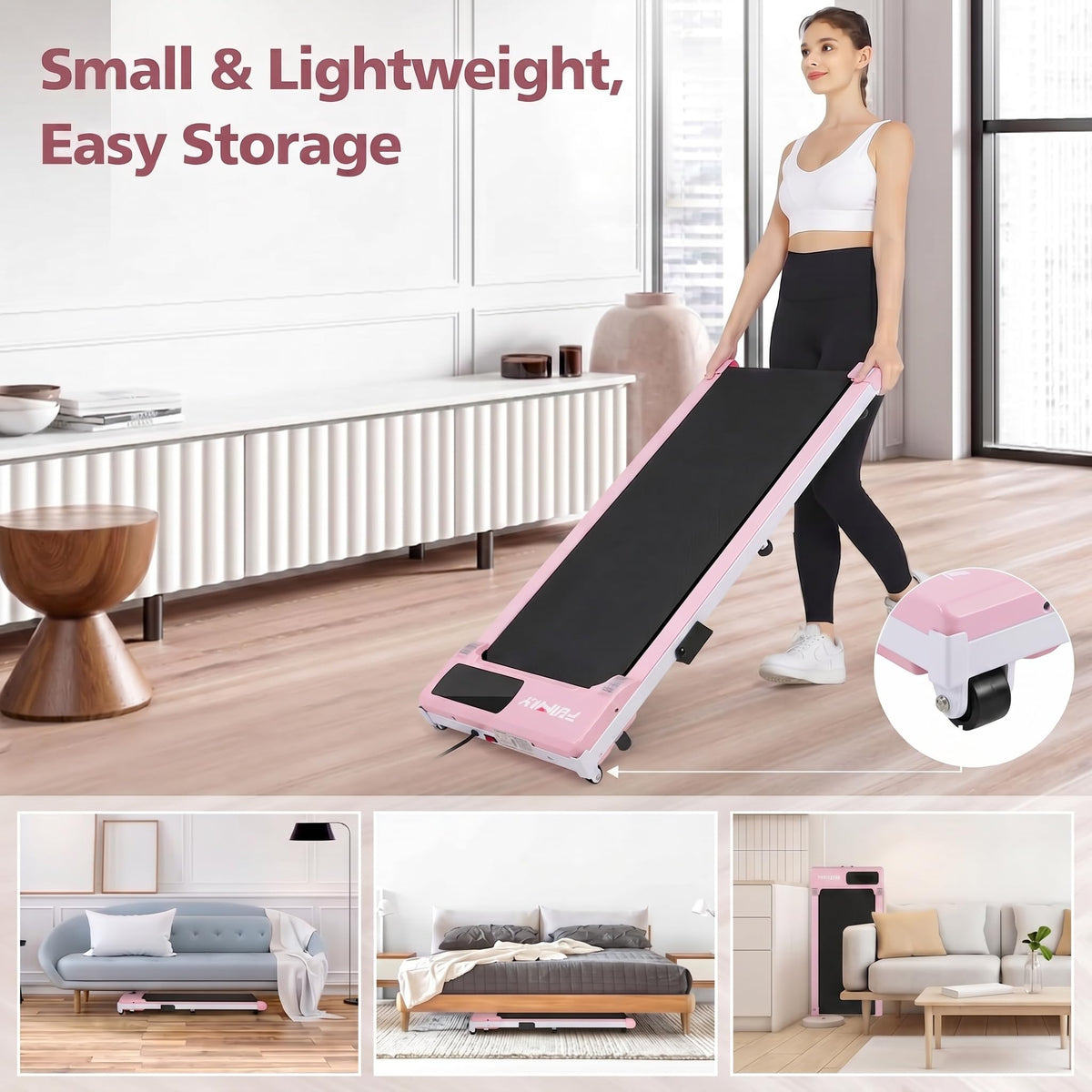 3.0HP Portable Under Desk Treadmill with Remote Control P8286