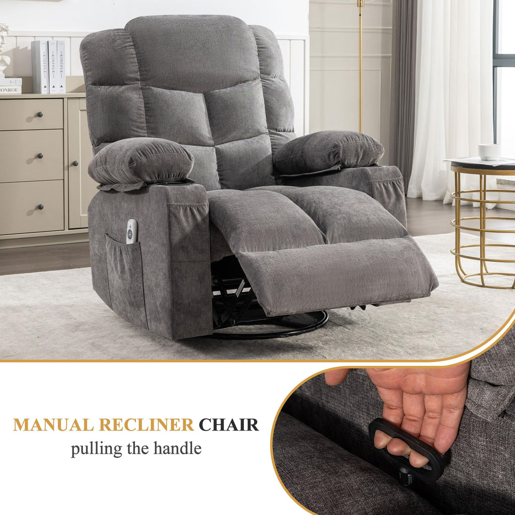 Swivel Rocker Recliner Chair with Massage and Heat F76987