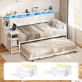 White Wood Daybed with Trundle and 3 Storage Drawers Y19178