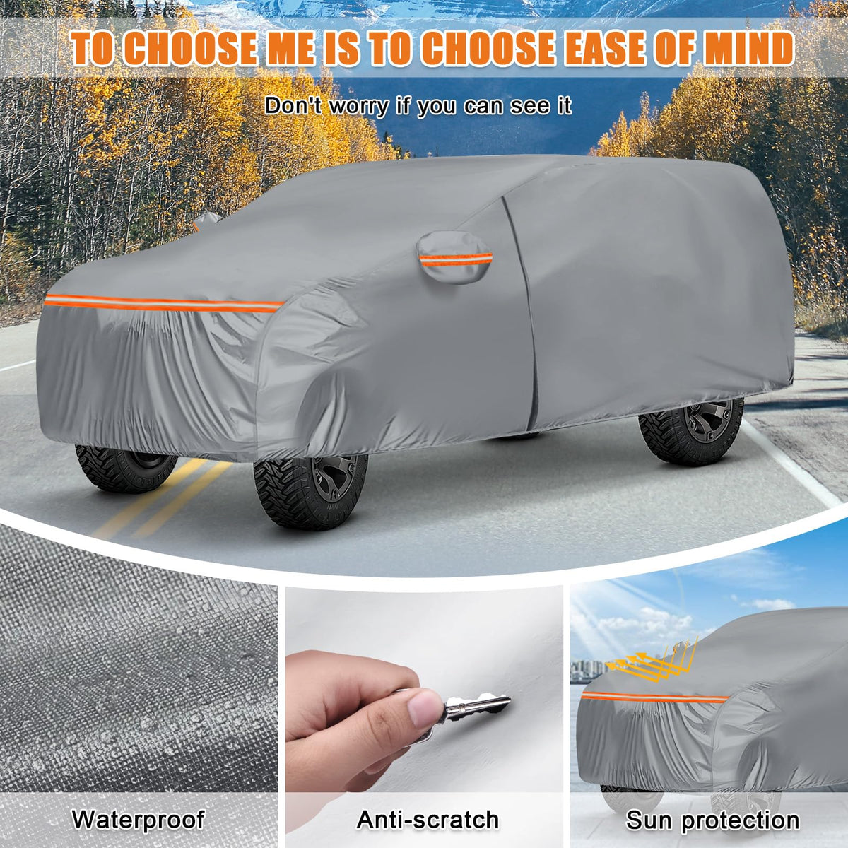Waterproof Truck Cover for CrewCab 5.5/5.7/5.8 ft with Camper Shell Topper C3879