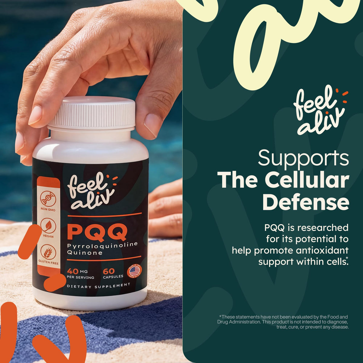 PQQ Supplement 40mg Vegan 60 Capsules Q534880