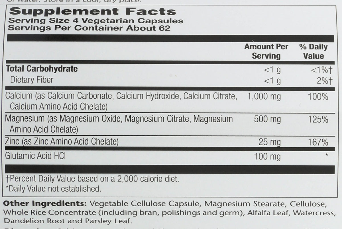 Calcium Magnesium Zinc Capsules 250 Count Z228