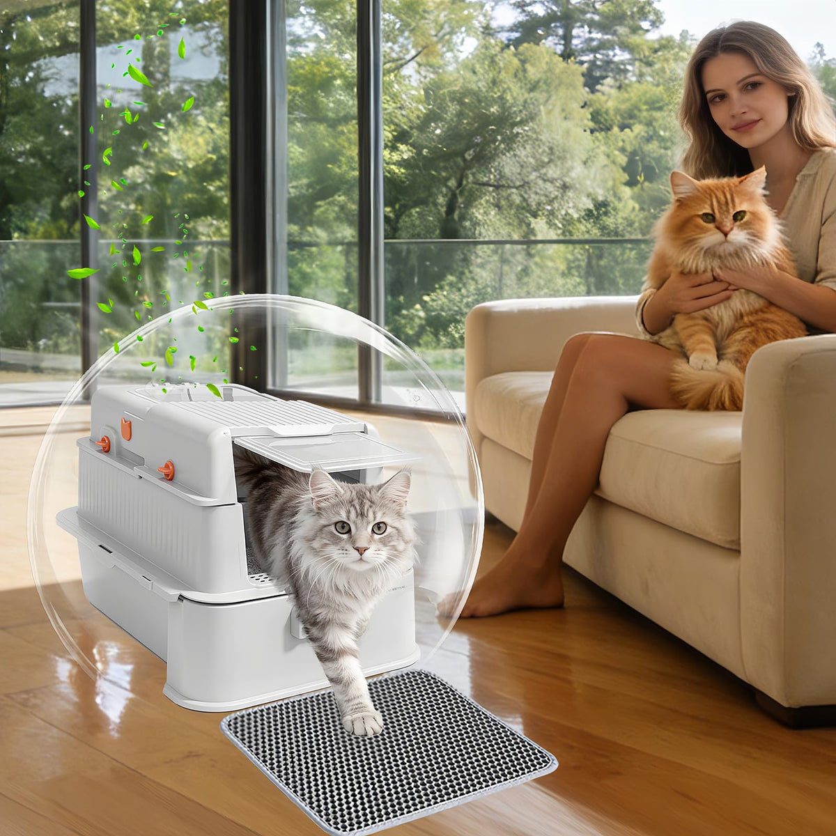 Enclosed Stainless Steel Cat Litter Box with Drawer P458727
