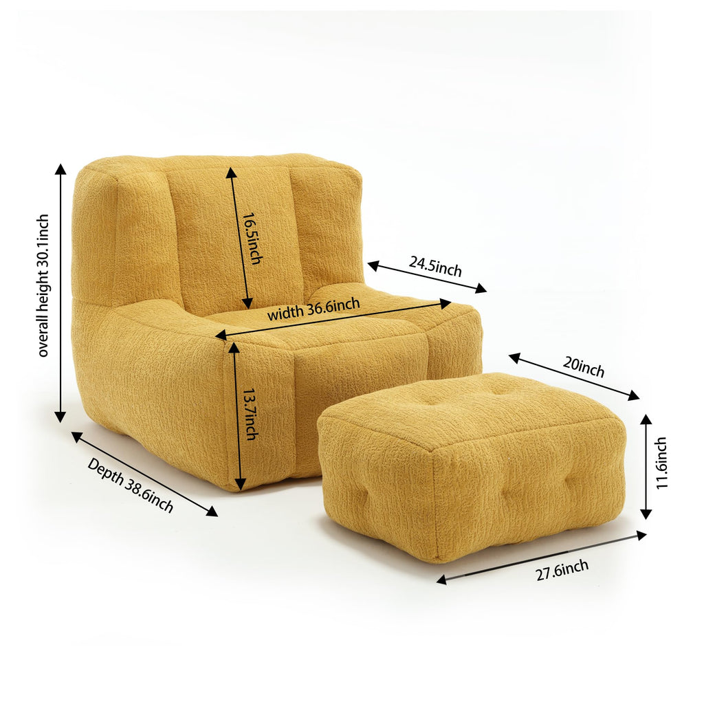 Velvet Fluffy Bean Bag Chair with Ottoman F6363