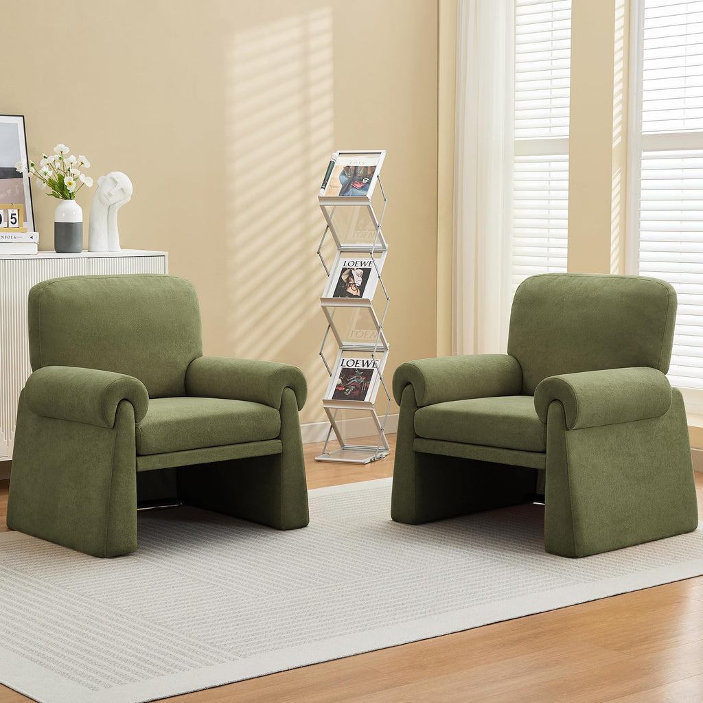 Green Upholstered Accent Chairs Set of 2 Y7358