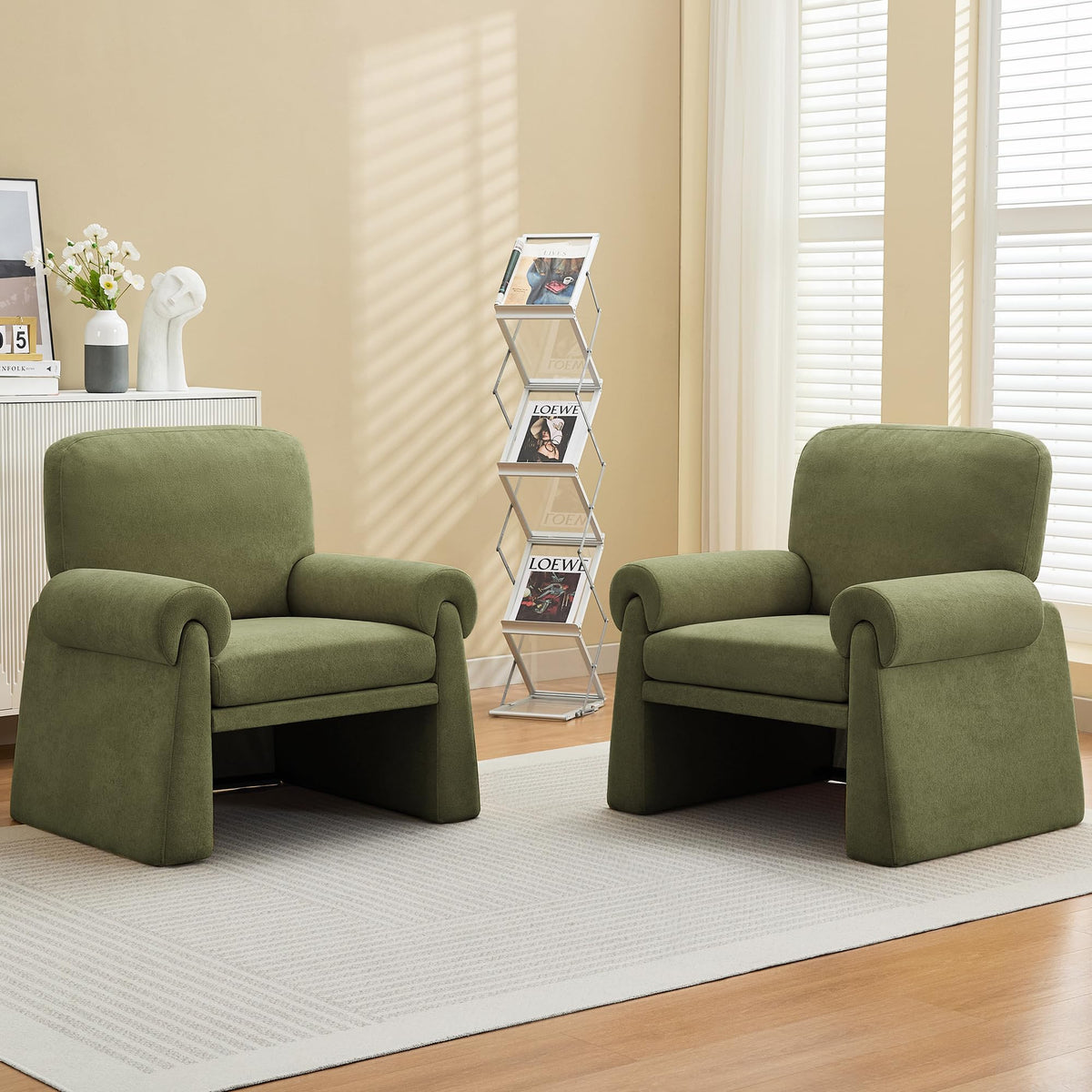 Green Upholstered Accent Chairs Set of 2 Y7358