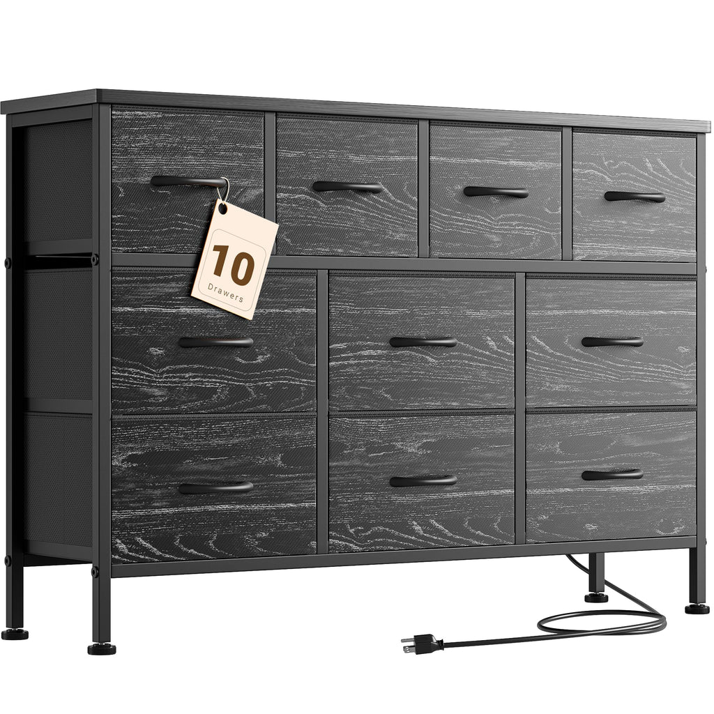 Black 10 Drawer Fabric Dresser G440