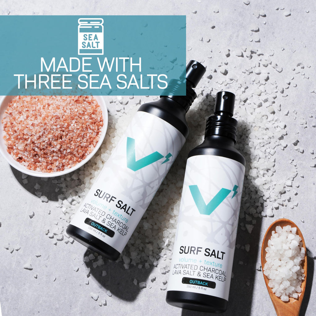 Sea Salt Spray for Men, Hair & Beard Volumizing Texture Spray with Activated Charcoal, Sea Kelp & Green Tea, Fragrance Free Refill, 30 Fl Oz Y8790