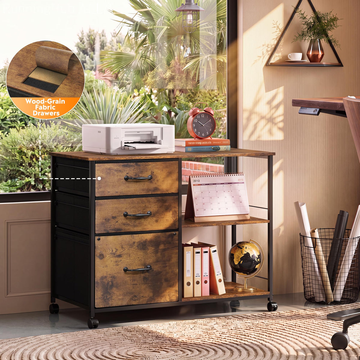 3 Drawer Fabric Mobile File Cabinet I276588