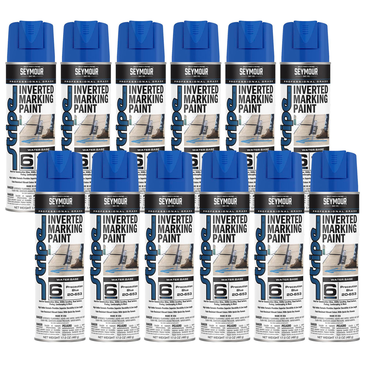 Precaution Blue Inverted Ground Marking Paint, 17 oz (Pack of 12) W886529