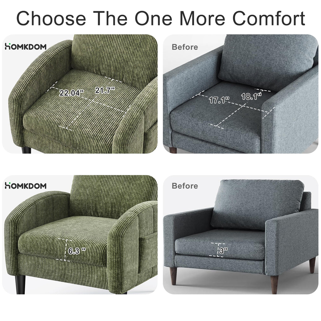 Green Accent Chair with Side Pockets C2938
