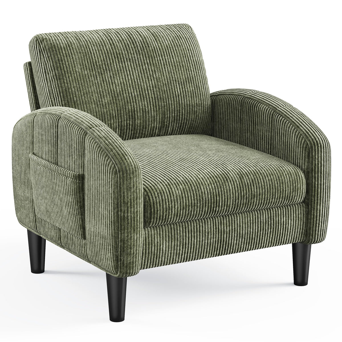 Green Accent Chair with Side Pockets C2938