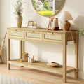 Rattan Console Sofa Table with Outlets and 3 Drawers X6614