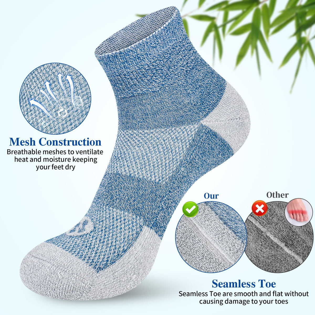 Diabetic Socks for Men, 12 Pairs Ankle & Low Cut Size 9-15 U745038