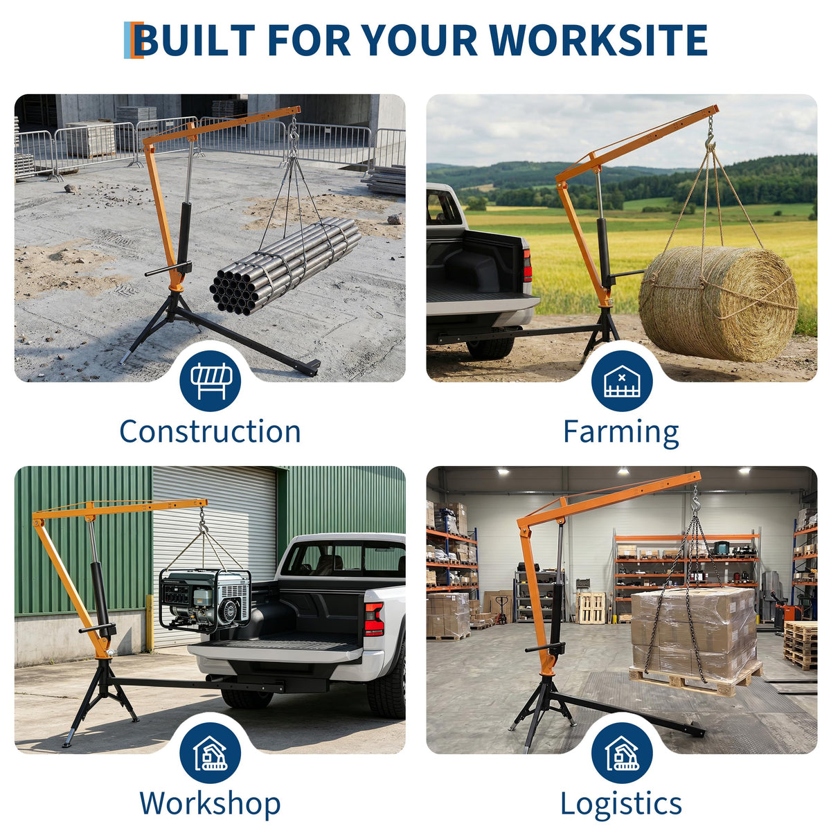 Heavy Duty Hydraulic Hitch Mounted Truck Crane with 360 Degree Swivel Boom D54575