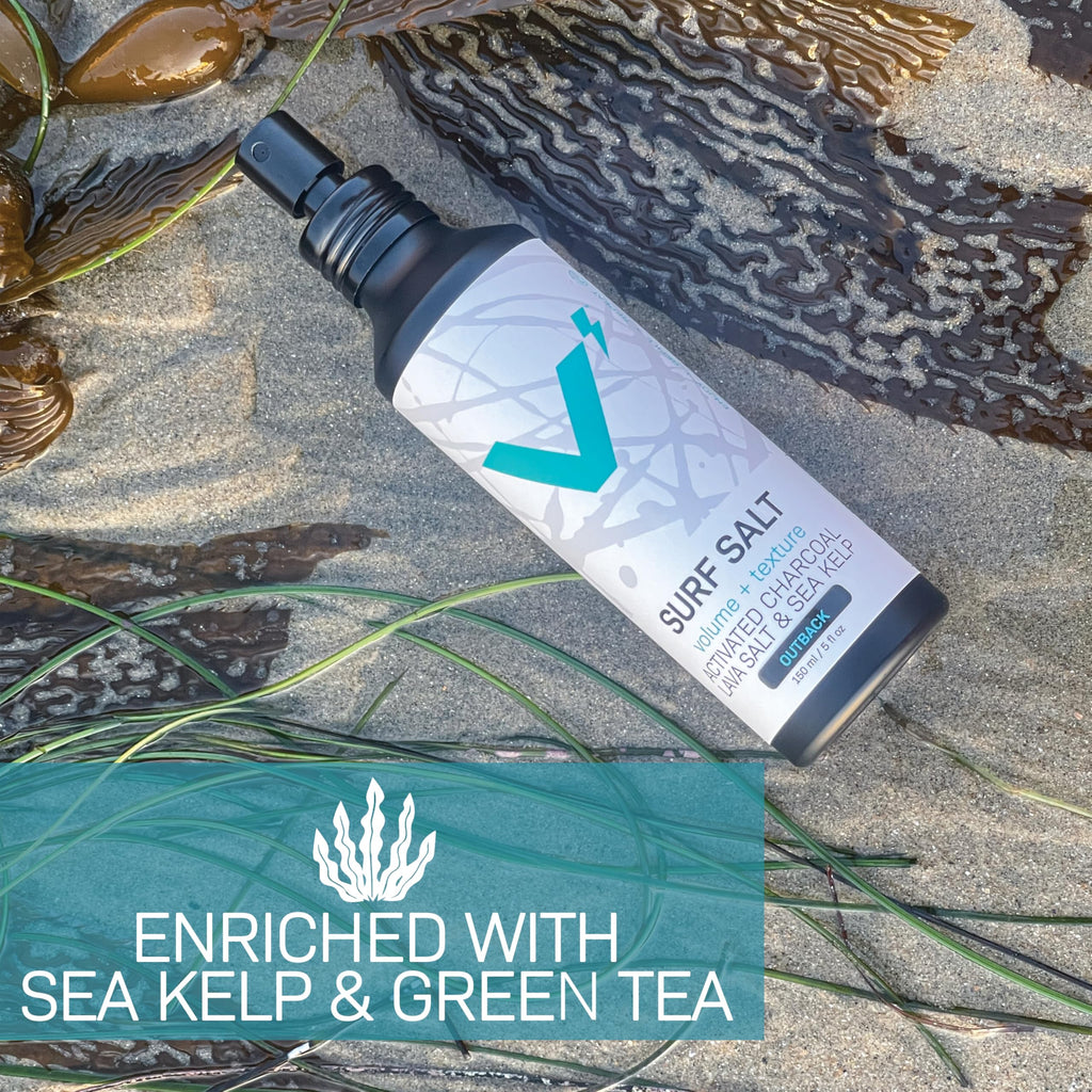 Sea Salt Spray for Men, Hair & Beard Volumizing Texture Spray with Activated Charcoal, Sea Kelp & Green Tea, Fragrance Free Refill, 30 Fl Oz Y8790